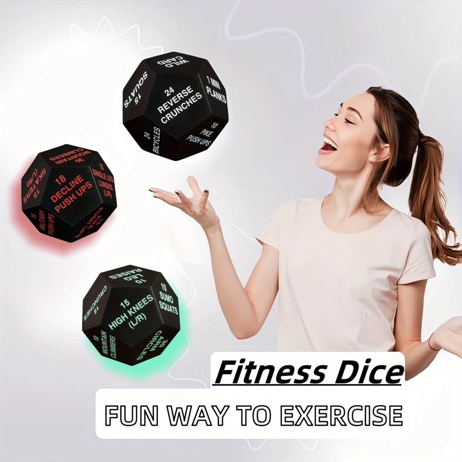 Fitness Dice Exercise Dice Cardio Plyometrics Stretching Workout Game Dice Bodyweight Sports Dice for Beginners Gym Men Women