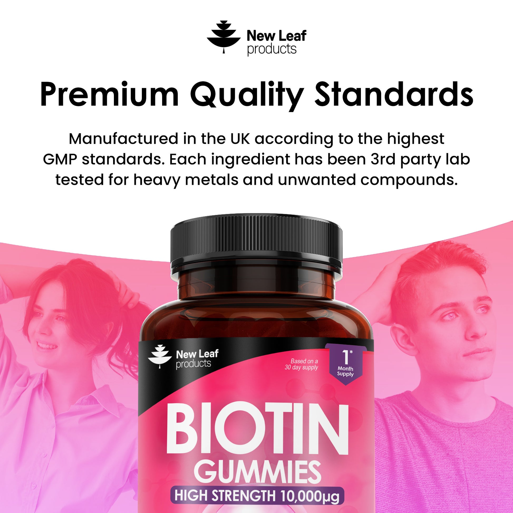 Beauty Hair Skin & Nails Gummies for Hair Growth & Skin Health Biotin 10,000µg- Vegan Chewable Beauty Vitamins Hair Vitamins for Women & Men - GMO Free, No Artificial Colours or Flavours, 60 Gummies - 1 Month Supply