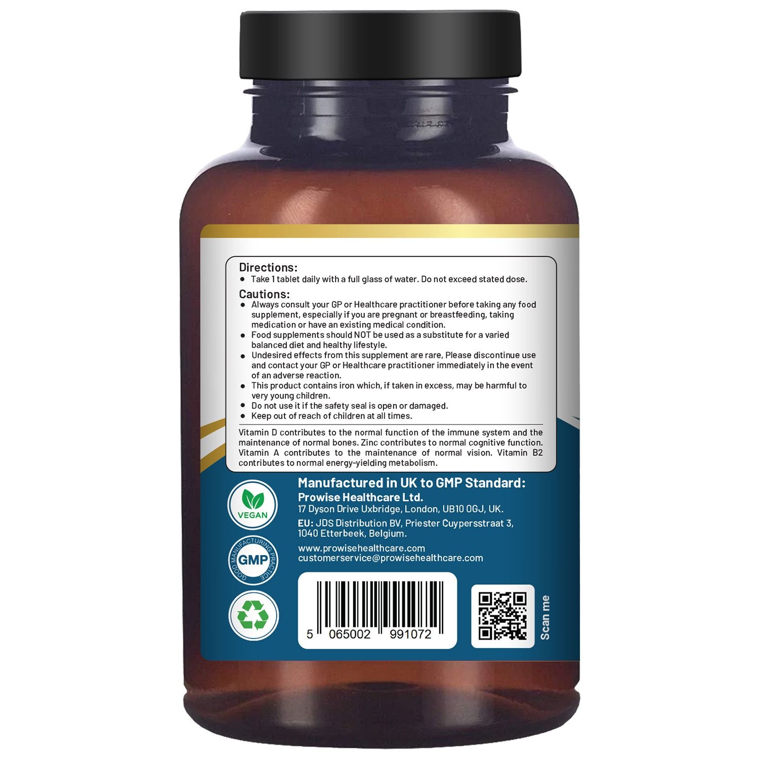 A-Z Multi vitamins & Minerals l 365 Vegan Multi vitamin Tablets l Multi vitamin Tablets for Men and Women with 26 Essential / Active Vitamins & Minerals – Made in The UK by Prowise