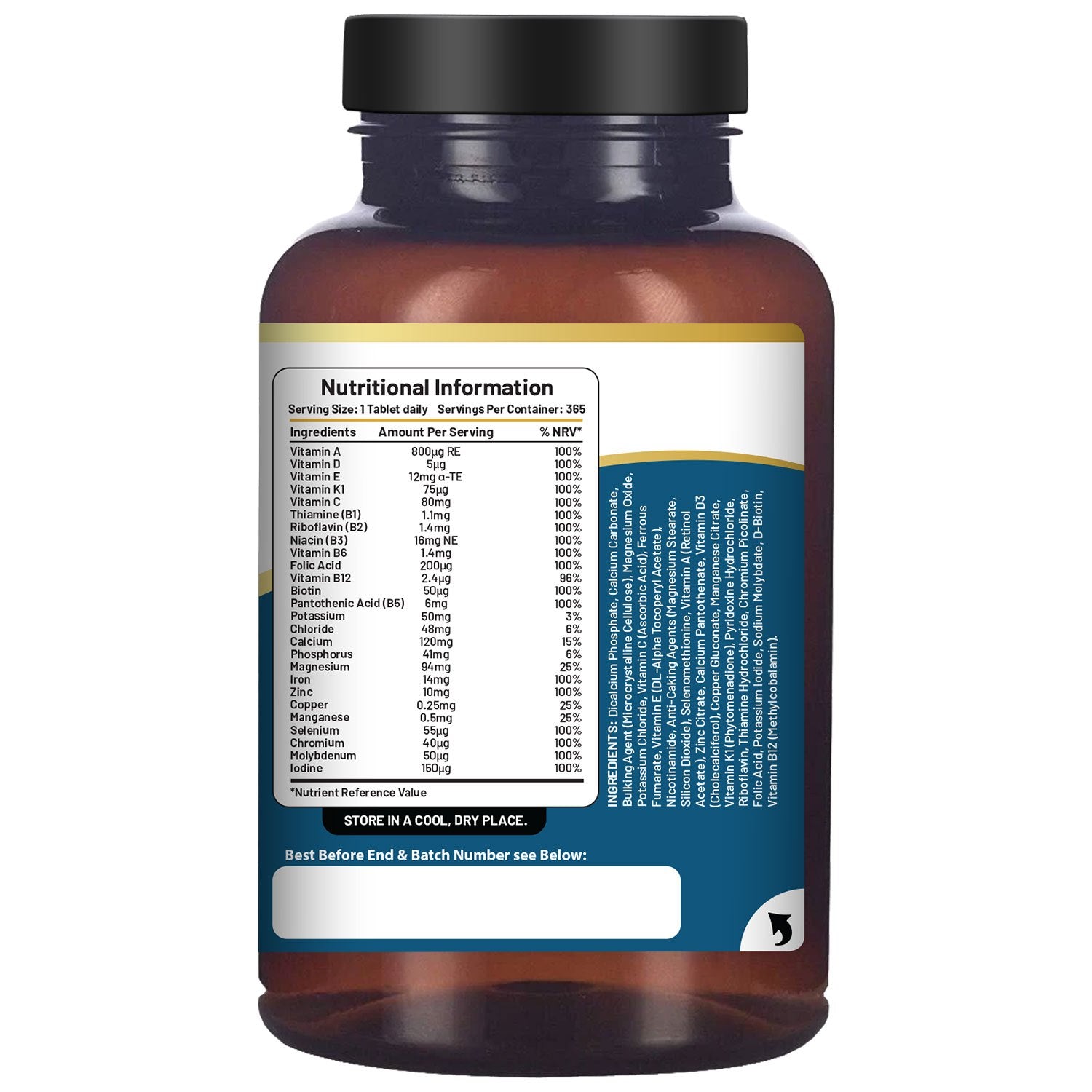 A-Z Multi vitamins & Minerals l 365 Vegan Multi vitamin Tablets l Multi vitamin Tablets for Men and Women with 26 Essential / Active Vitamins & Minerals – Made in The UK by Prowise