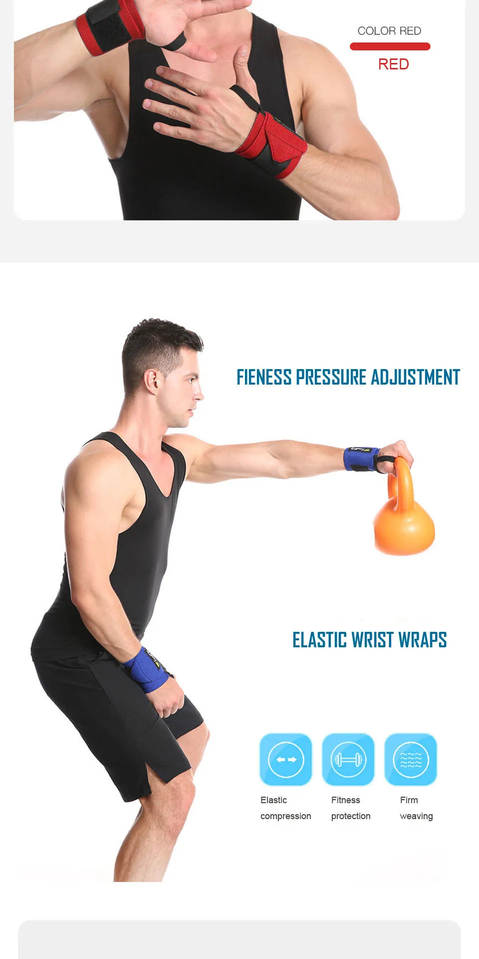 Weight Lifting Wrist Support Wraps with Thumb Loop Gym Elasticated Straps for Crossfit Strength Training Powerlifting Women Men