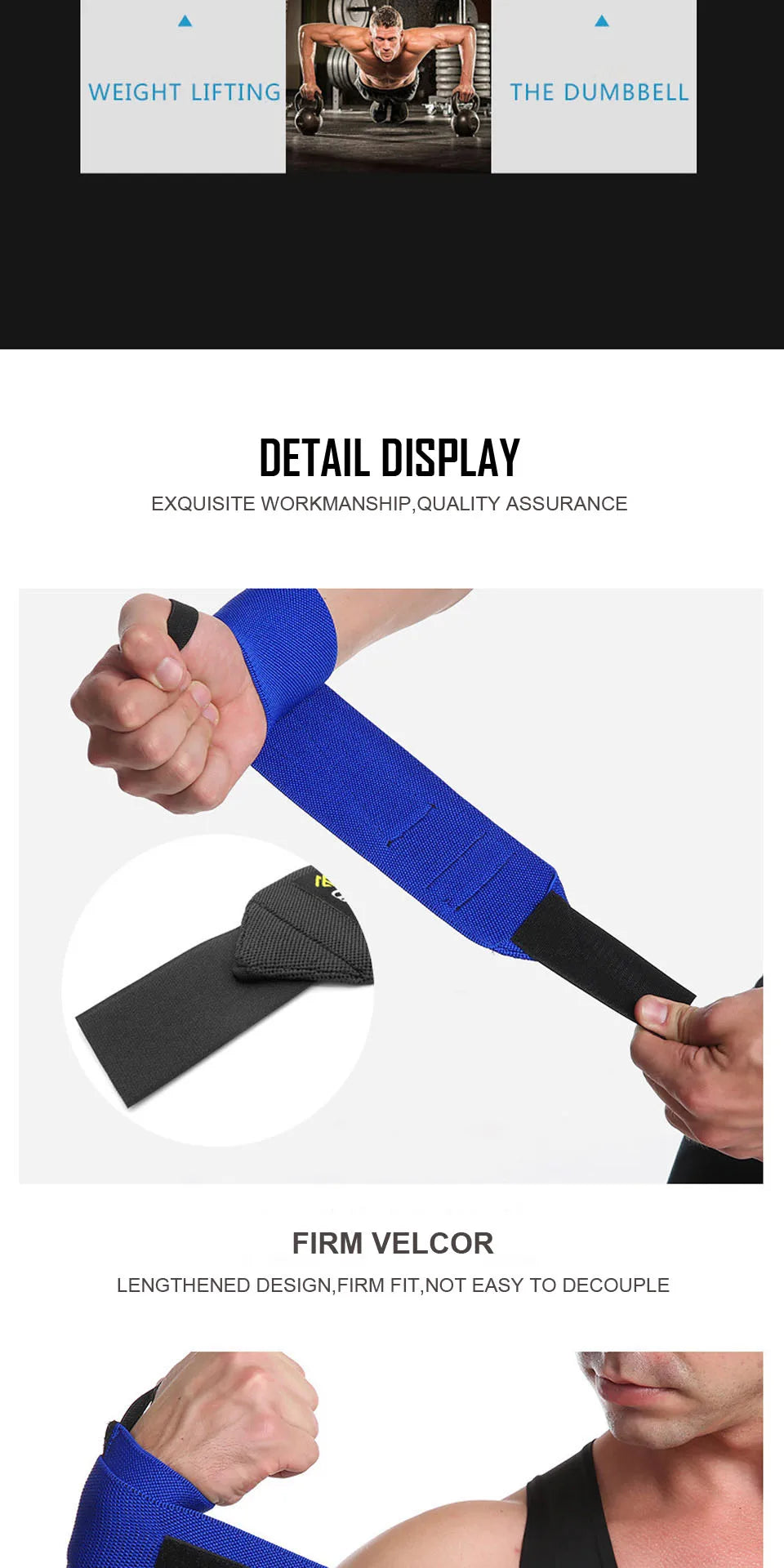 Weight Lifting Wrist Support Wraps with Thumb Loop Gym Elasticated Straps for Crossfit Strength Training Powerlifting Women Men