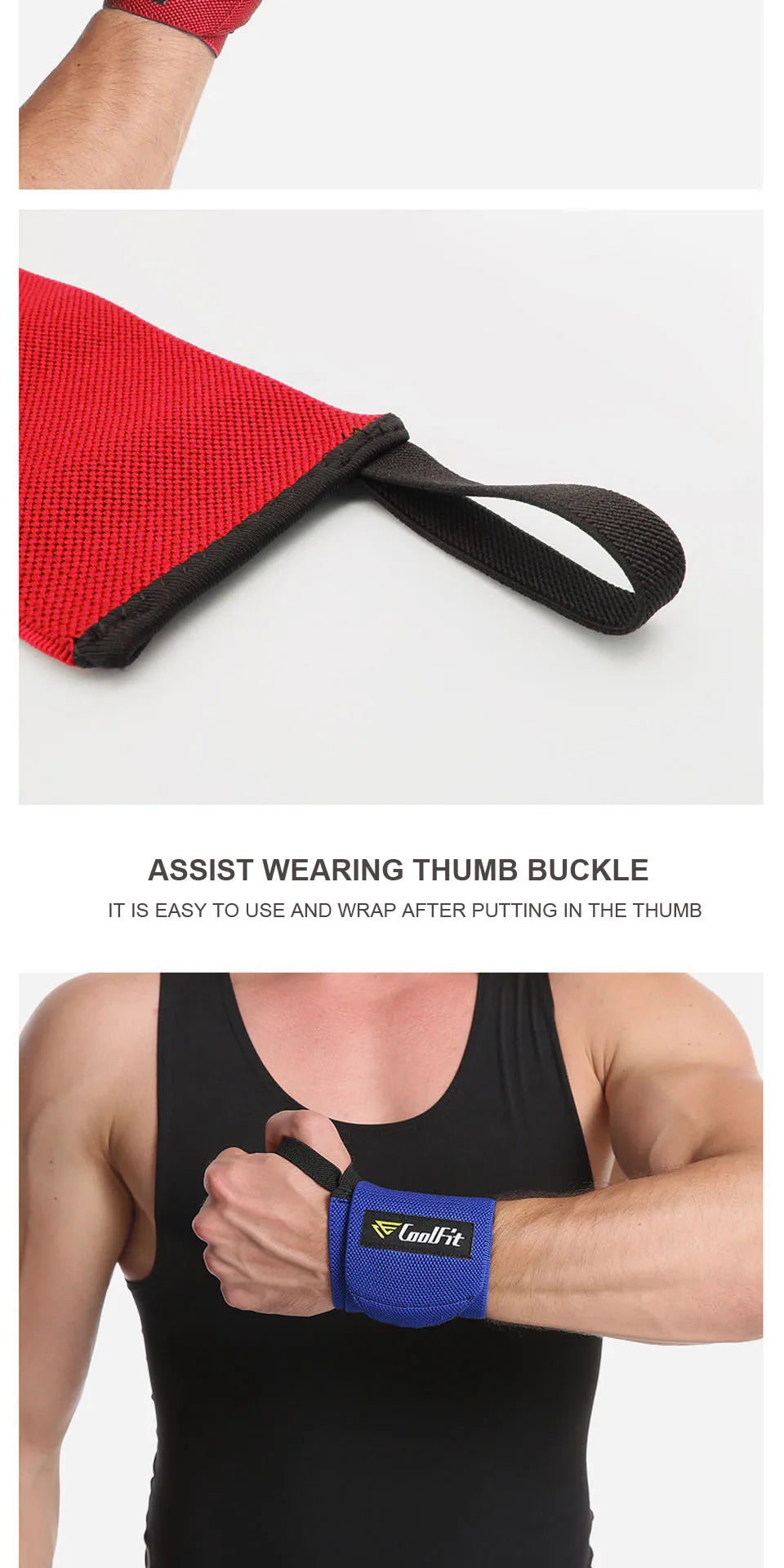 Weight Lifting Wrist Support Wraps with Thumb Loop Gym Elasticated Straps for Crossfit Strength Training Powerlifting Women Men