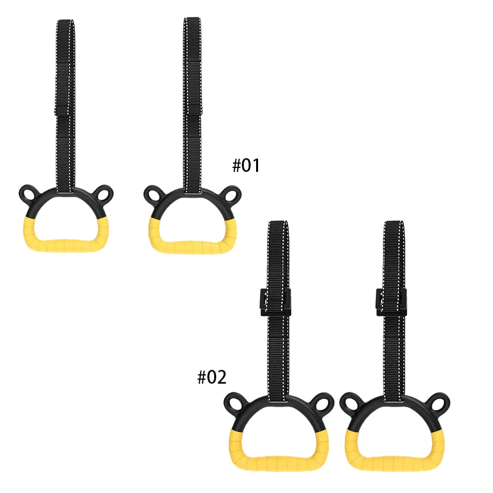 Gymnastics Rings with Adjustable Straps Pull Up Handle Rings Multi-Function Strength Training Equipment for Kids Adults