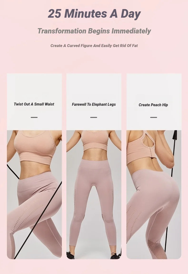 Portable Yoga Pilates Bar Stick With Resistance Band Muscle Toning Fitness Stretching Sports Body Workout Exercise Tension Rope