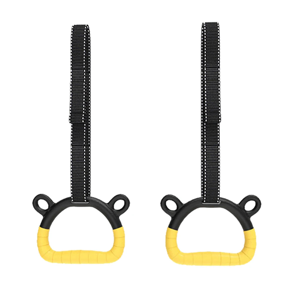 Gymnastics Rings with Adjustable Straps Pull Up Handle Rings Multi-Function Strength Training Equipment for Kids Adults