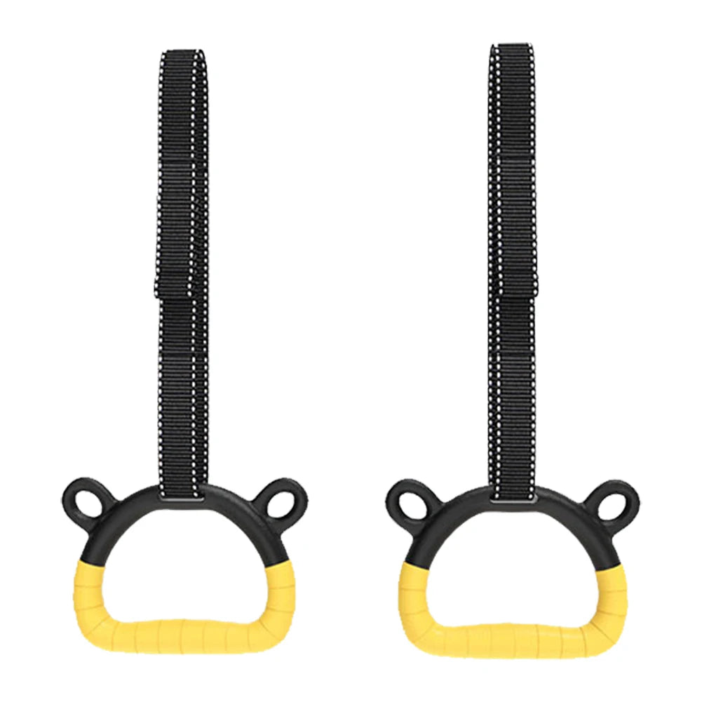 Gymnastics Rings with Adjustable Straps Pull Up Handle Rings Multi-Function Strength Training Equipment for Kids Adults
