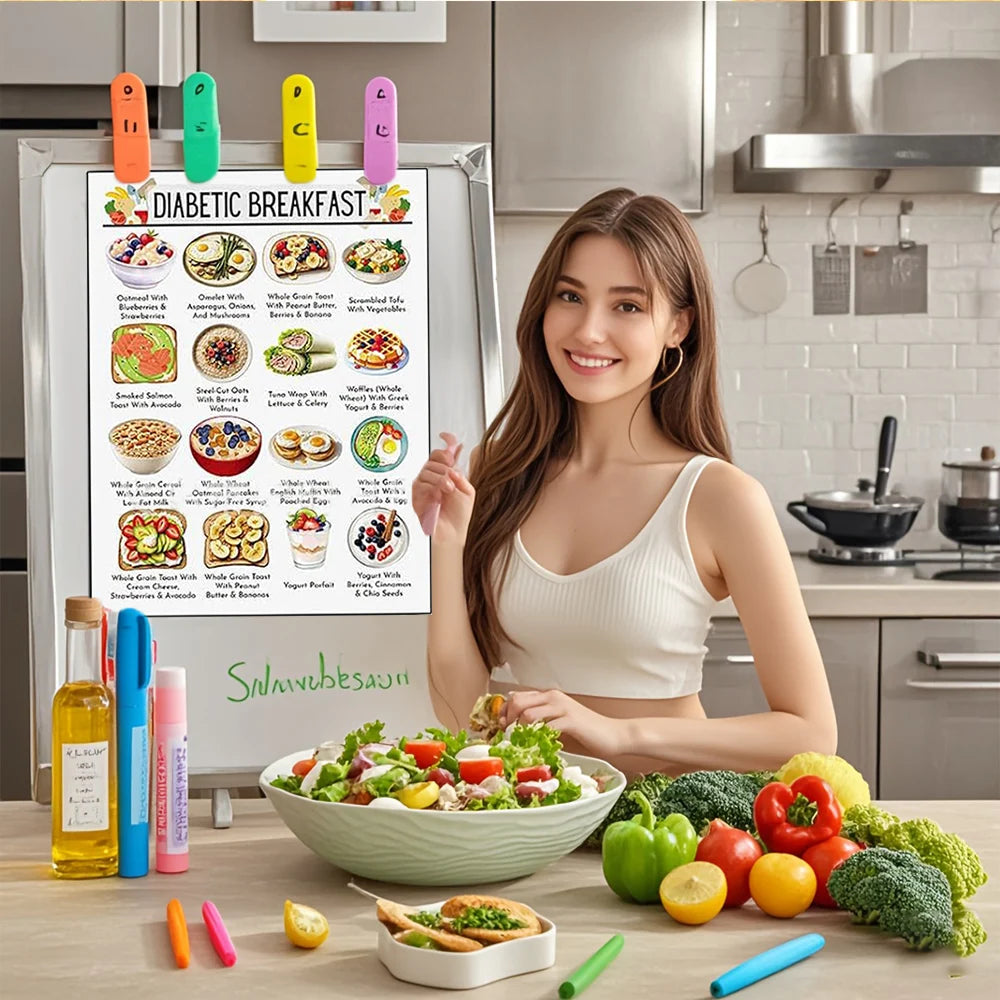 12 Pcs Diabetes Food List Diabetes Meal Chart Information Breakfast Lunch Dinner & Meals for Diabetics - Laminated 8.5” x 11”