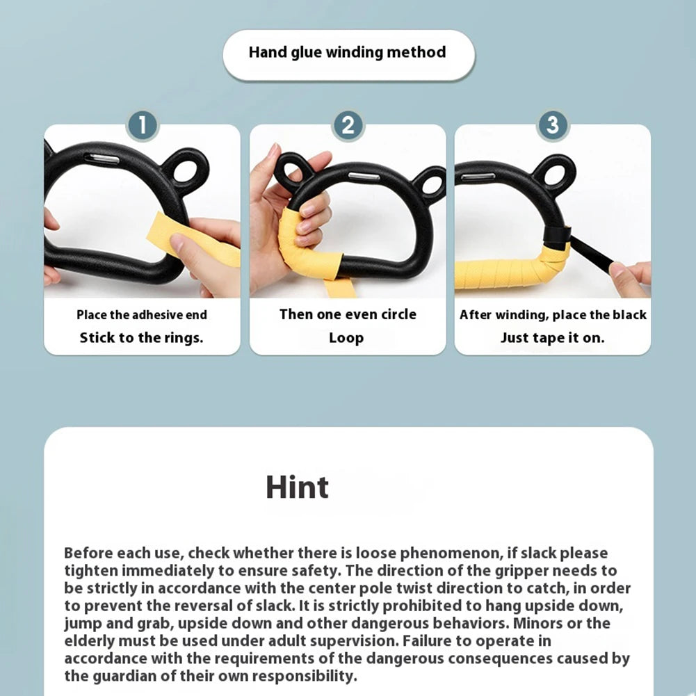 Gymnastics Rings with Adjustable Straps Pull Up Handle Rings Multi-Function Strength Training Equipment for Kids Adults