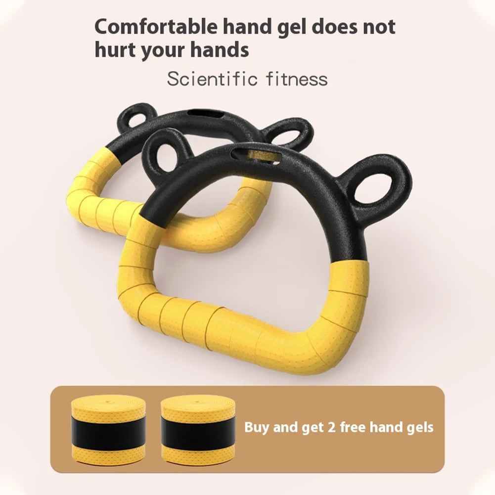 Gymnastics Rings with Adjustable Straps Pull Up Handle Rings Multi-Function Strength Training Equipment for Kids Adults