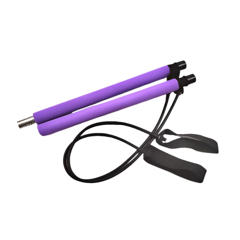 Portable Yoga Pilates Bar Stick With Resistance Band Muscle Toning Fitness Stretching Sports Body Workout Exercise Tension Rope