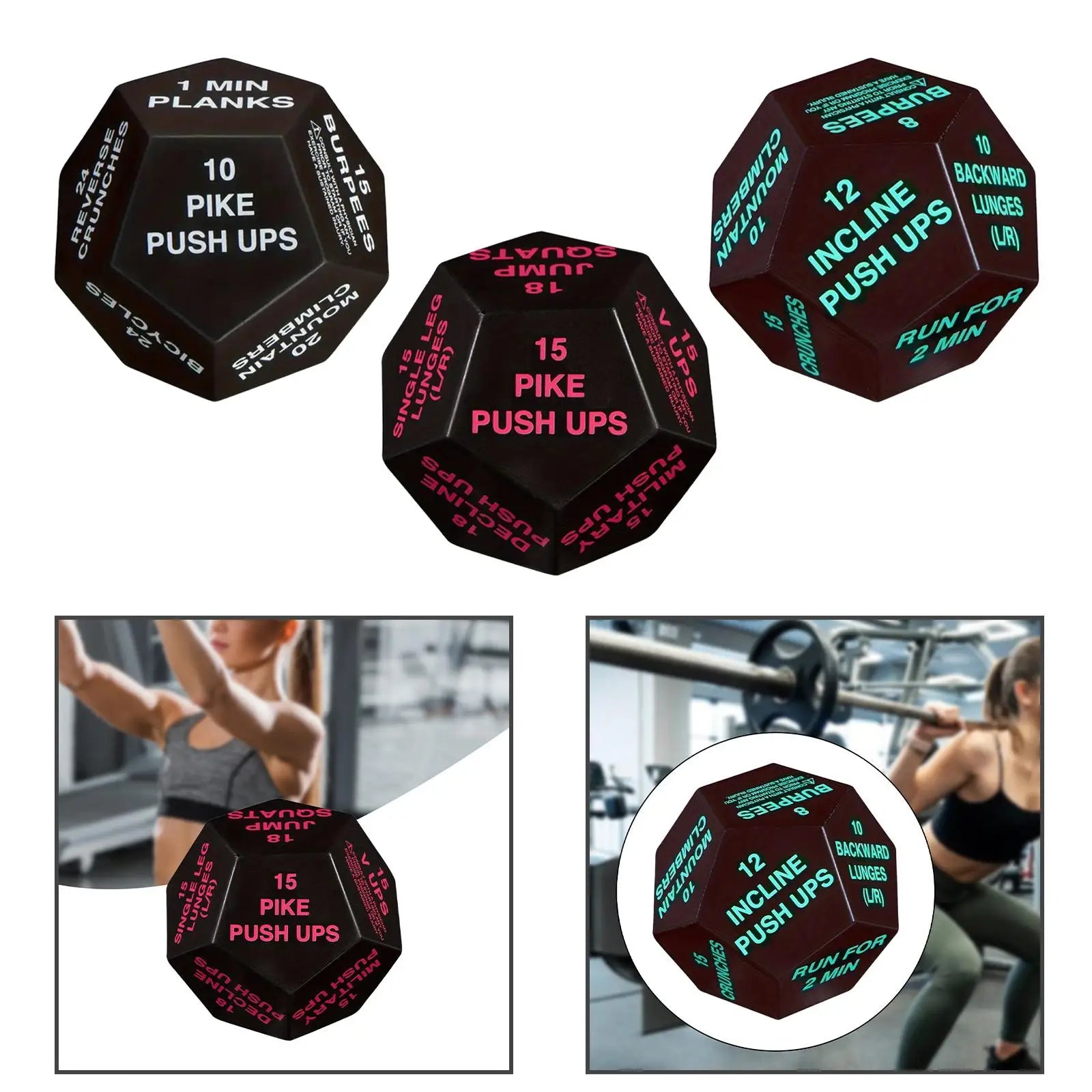 Fitness Dice Exercise Dice Cardio Plyometrics Stretching Workout Game Dice Bodyweight Sports Dice for Beginners Gym Men Women