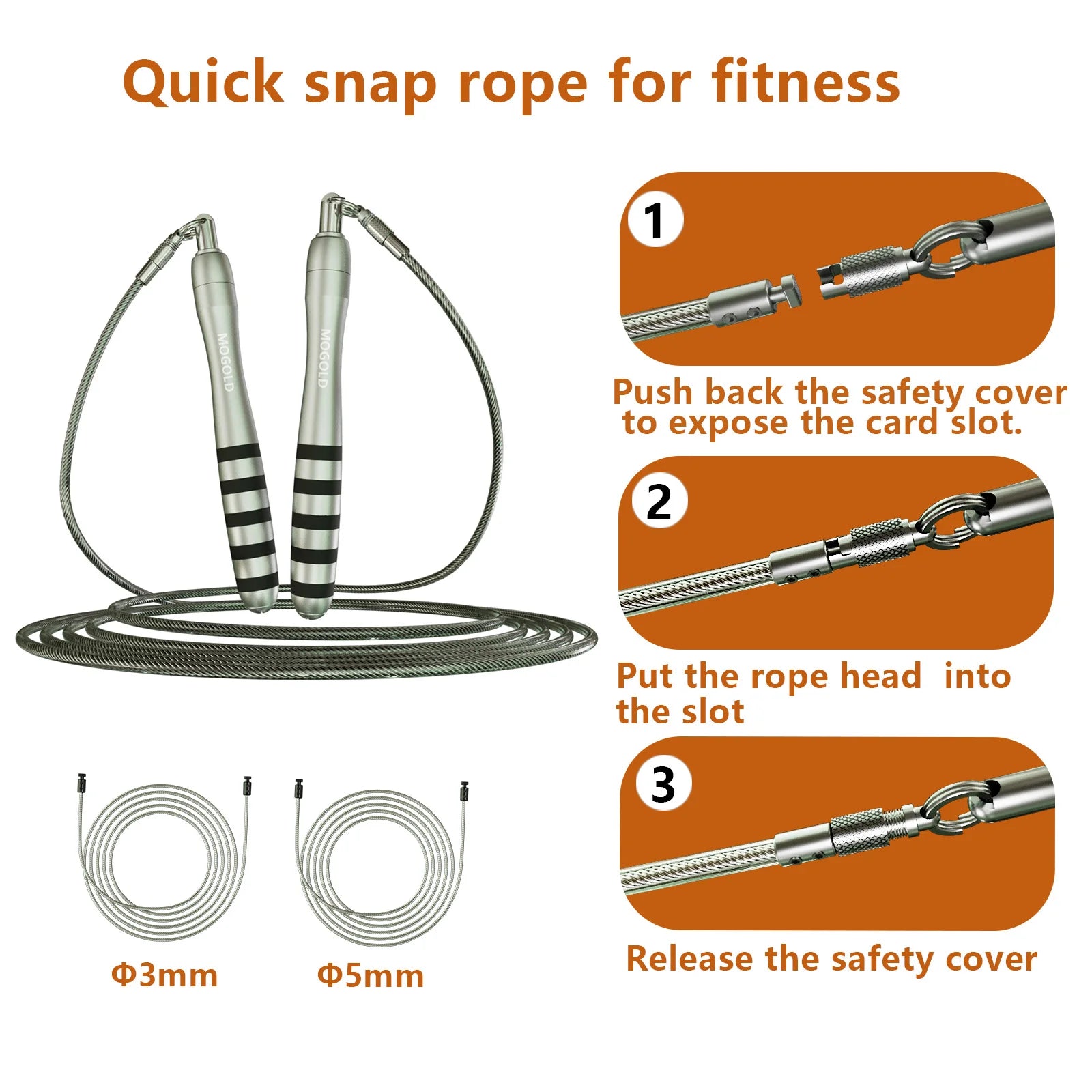 MOGOLD Premium Jump Rope Metal Wire Non-slip Handles Fitness Weight Loss Essential for Active Lifestyle